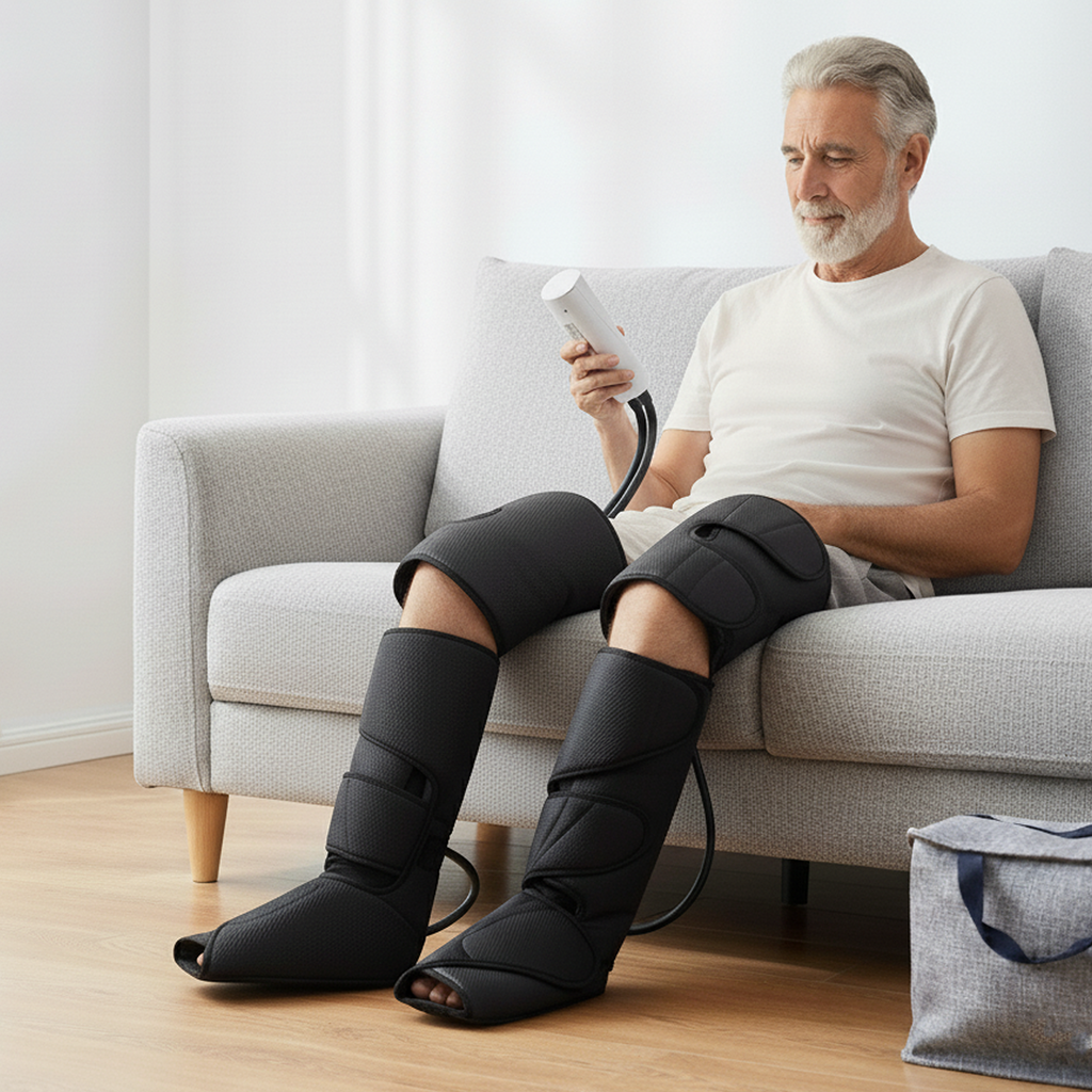 Air Compression Leg Massager with Remote – Gentle Relief for Seniors