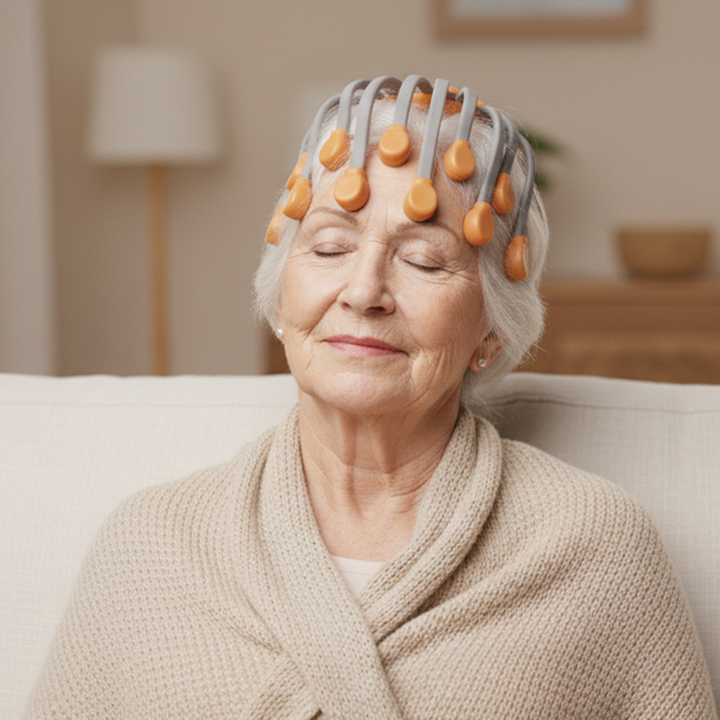 Electric Migraine Relief Scalp Massager – 20-Head Vibrating Octopus Massager with Red Light