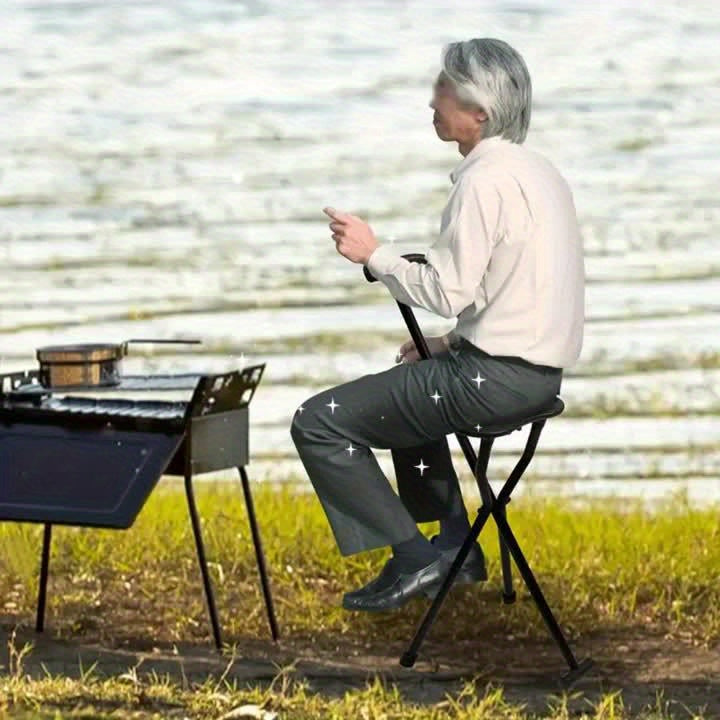 SitStick™ 2-in-1 Folding Cane Chair - 330lbs Capacity Walking Stick Converts to Seat