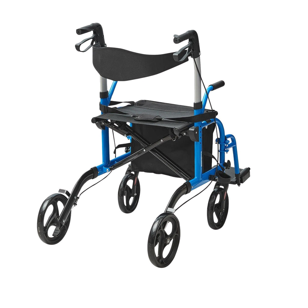 2-in-1 Rollator Walker & Wheelchair – Foldable, Lightweight for Seniors