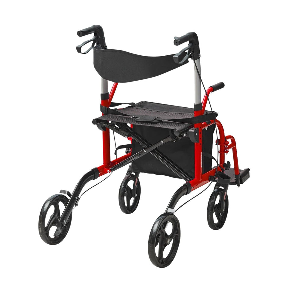 2-in-1 Rollator Walker & Wheelchair – Foldable, Lightweight for Seniors