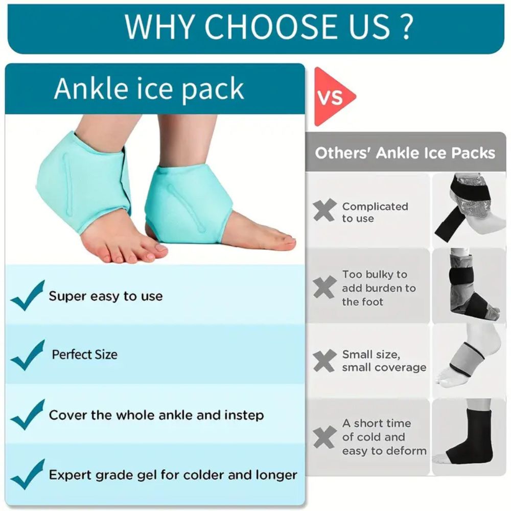 2 Pieces Reusable Ankle Ice Packs – Hot & Cold Gel Therapy for Seniors