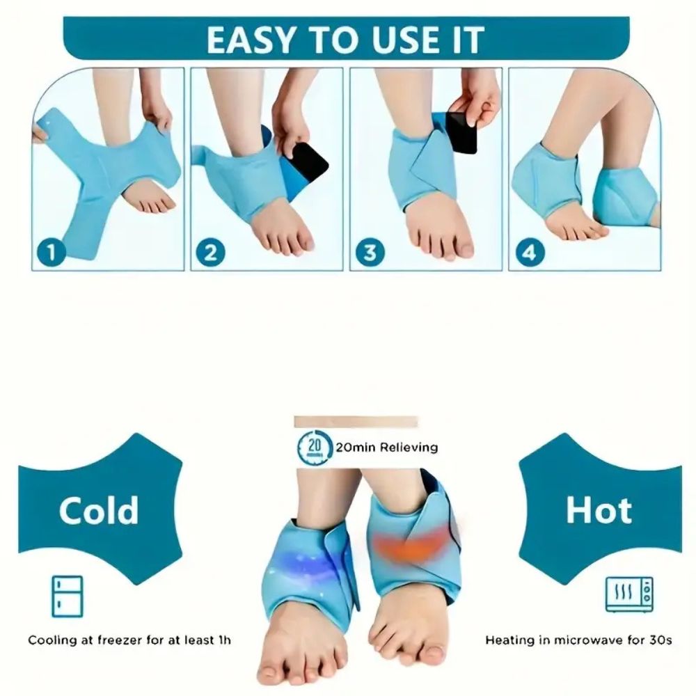 2 Pieces Reusable Ankle Ice Packs – Hot & Cold Gel Therapy for Seniors
