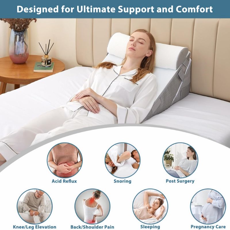 3-in-1 Adjustable Bed Wedge Pillows Set – Gentle Support for Seniors