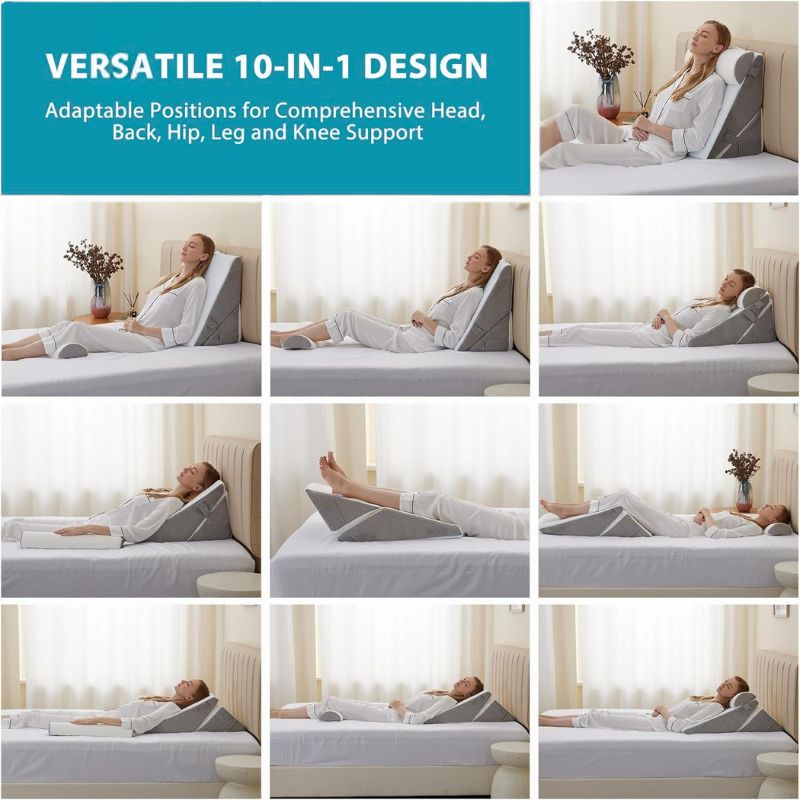 3-in-1 Adjustable Bed Wedge Pillows Set – Gentle Support for Seniors