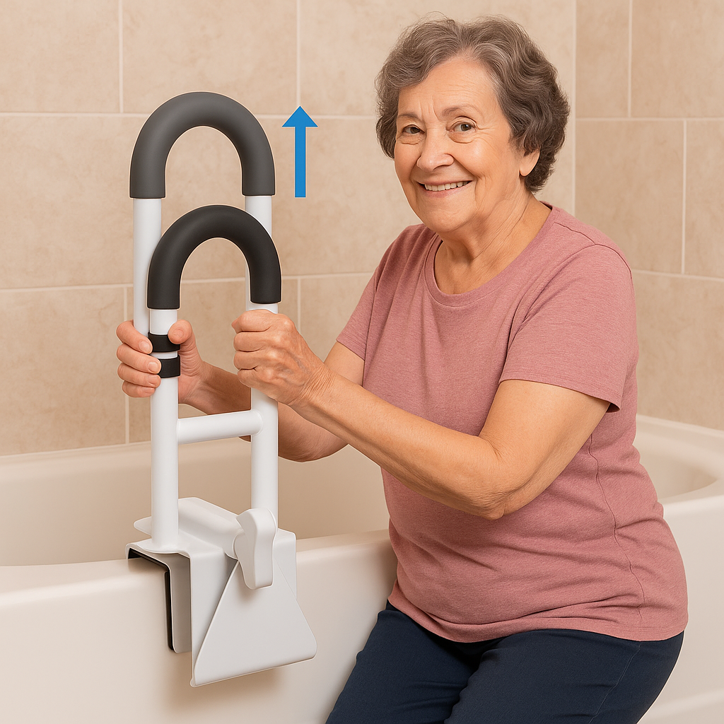 Adjustable Bathtub Safety Rail - Secure Bathroom Support for Seniors