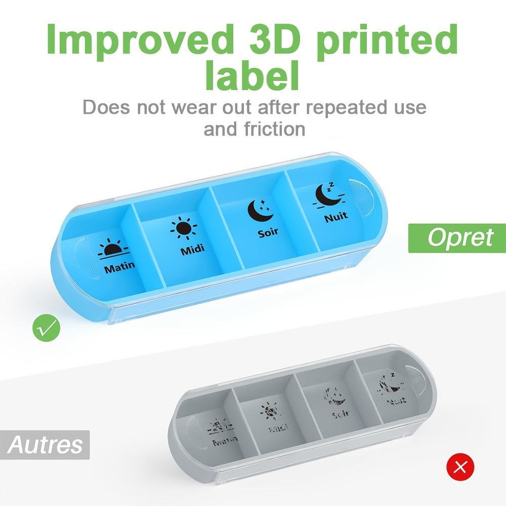 7 Days 4 Compartments - Convenient On-the-Go Pill Box - Senior Friendly Pill Box