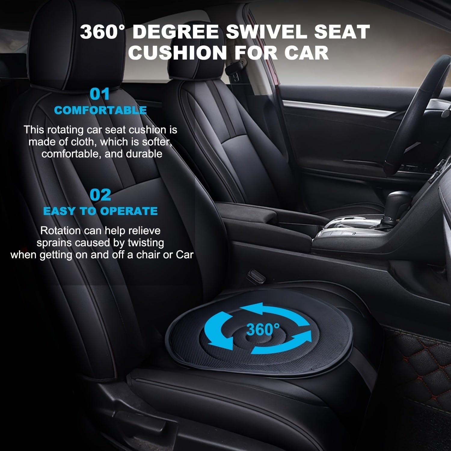 TurnEase™ Car Swivel Cushion - 360° Rotating Car Seat Pad for Seniors and Pregnant Women,