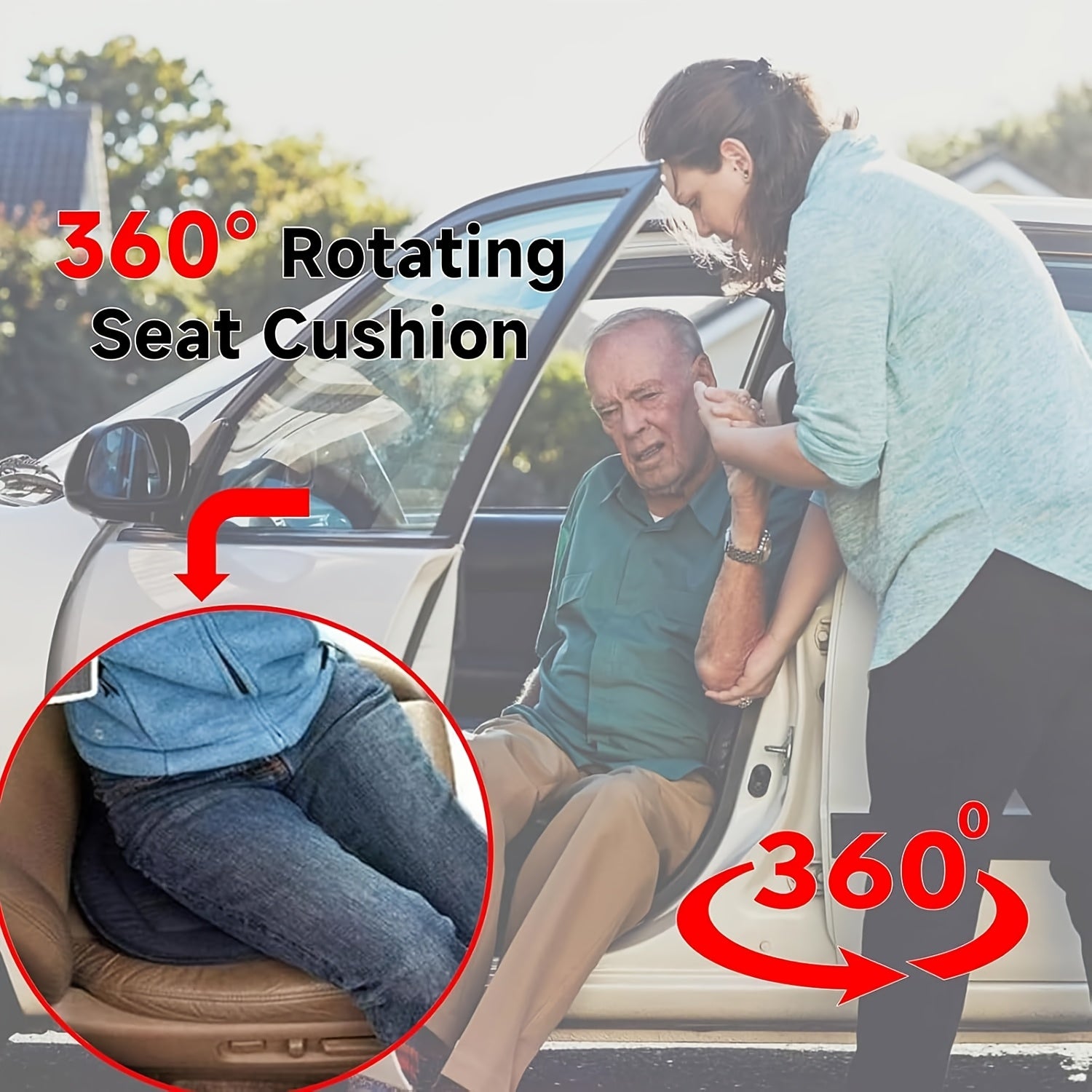 TurnEase™ Car Swivel Cushion - 360° Rotating Car Seat Pad for Seniors and Pregnant Women,
