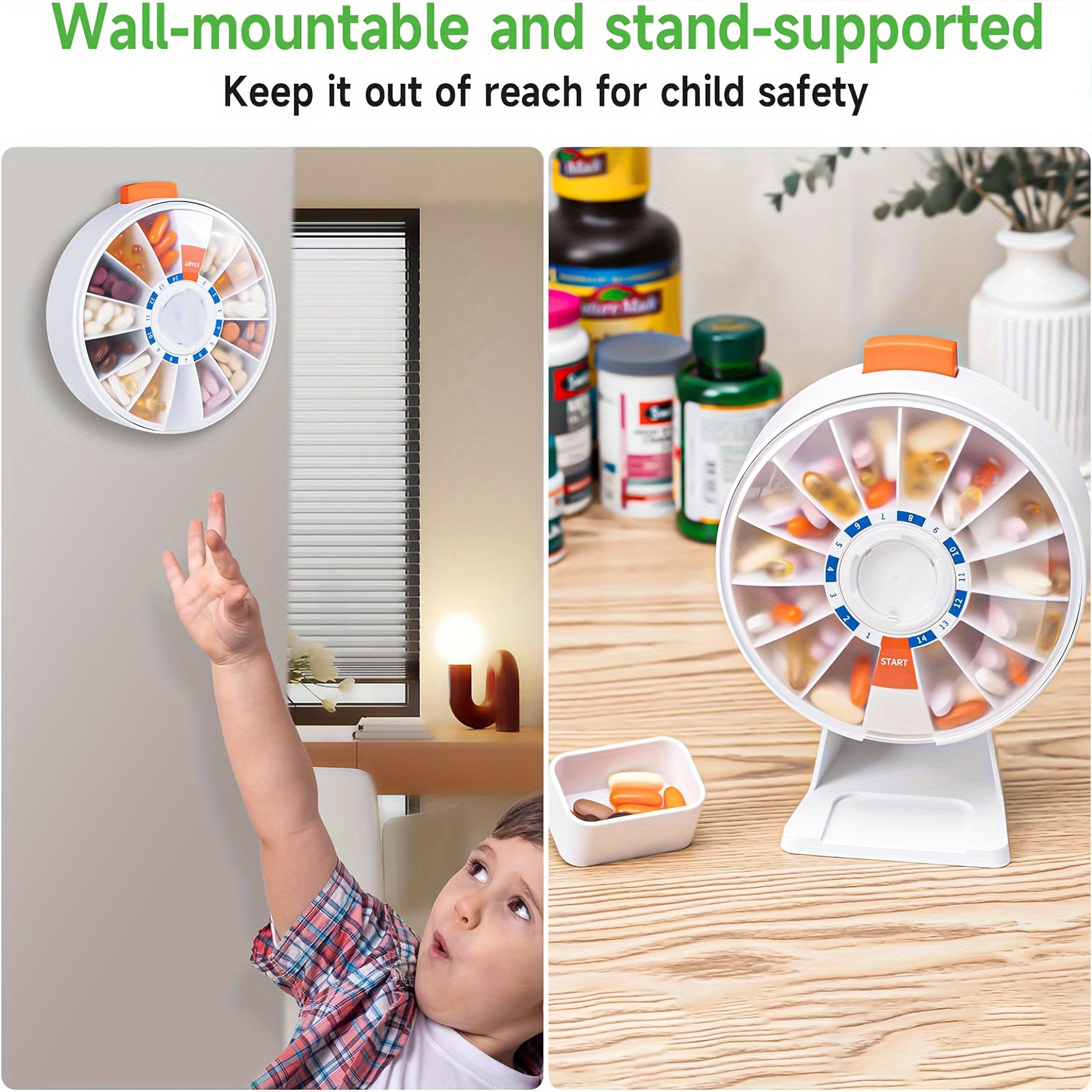 MediTrack™ 14-Day Pill Organizer - Wall-Mounted Medication Dispenser for Seniors