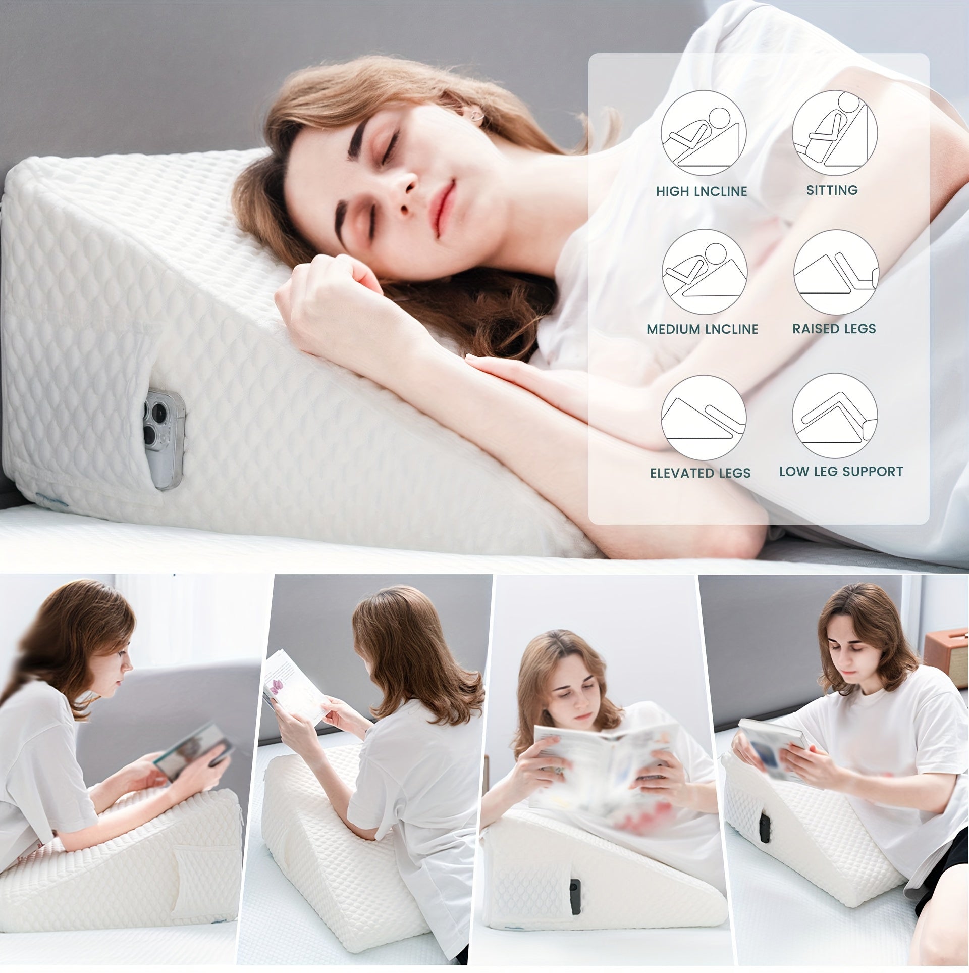 RestEase™ Wedge Pillow - Elevated Sleep Support for Seniors,