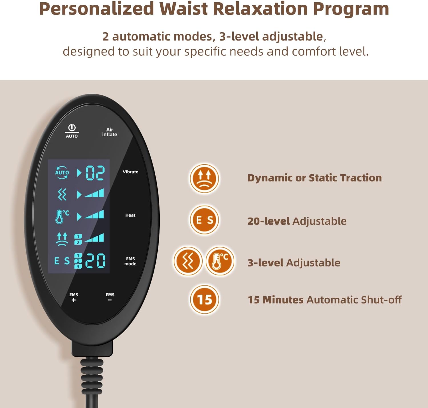 Electric Air Lumbar Traction Device for Seniors – Dynamic Back Massager with Heating & Vibration for Pain Relief