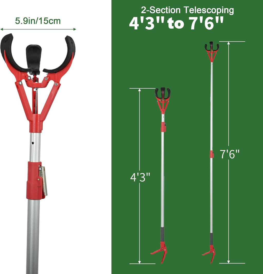 Garden Fruit Picker Graber Tools for Seniors – High Tree Fruit Harvester with Soft Rubber Picking Clips