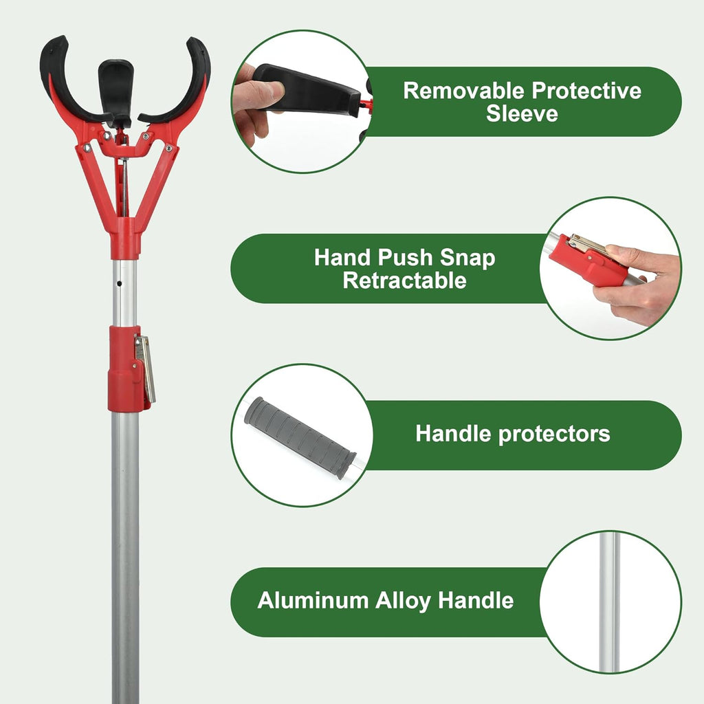 Garden Fruit Picker Graber Tools for Seniors – High Tree Fruit Harvester with Soft Rubber Picking Clips