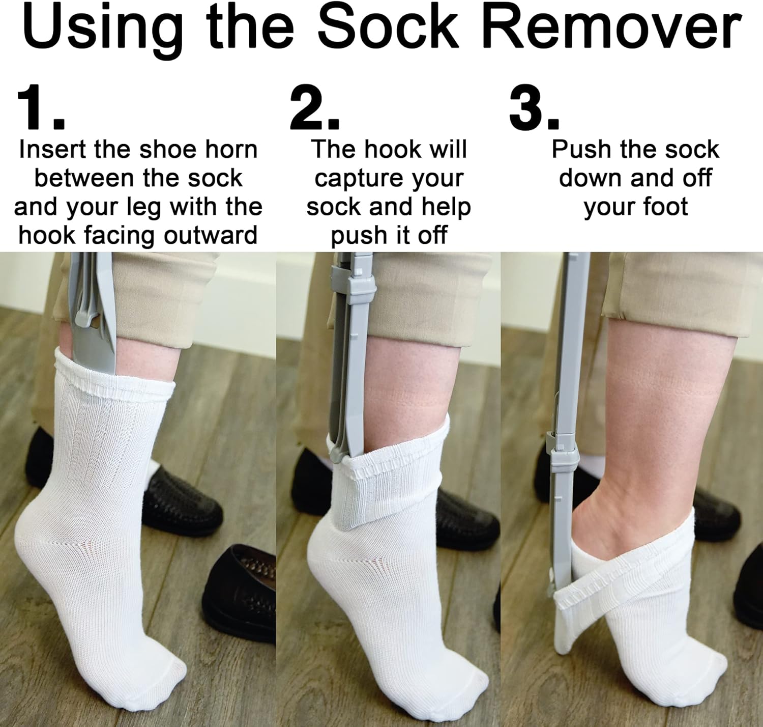 Long Handled Shoehorn & Sock Remover for Senior – 26” Adjustable Dressing Aid for Easy Use