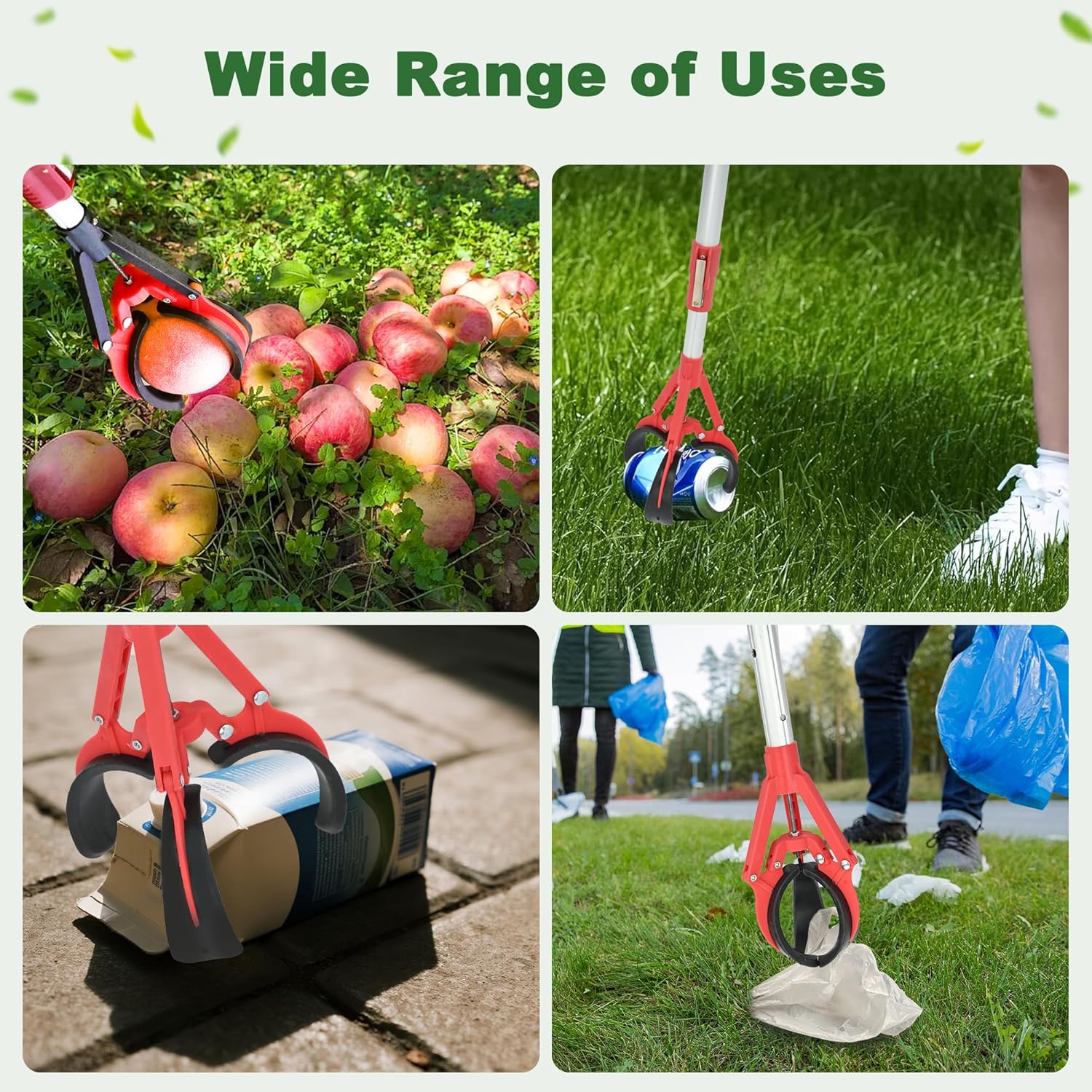 Garden Fruit Picker Graber Tools for Seniors – High Tree Fruit Harvester with Soft Rubber Picking Clips