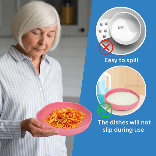 Adaptive Spillproof Plate for Seniors & Disabled – Suction Base Bowl for Easy Eating