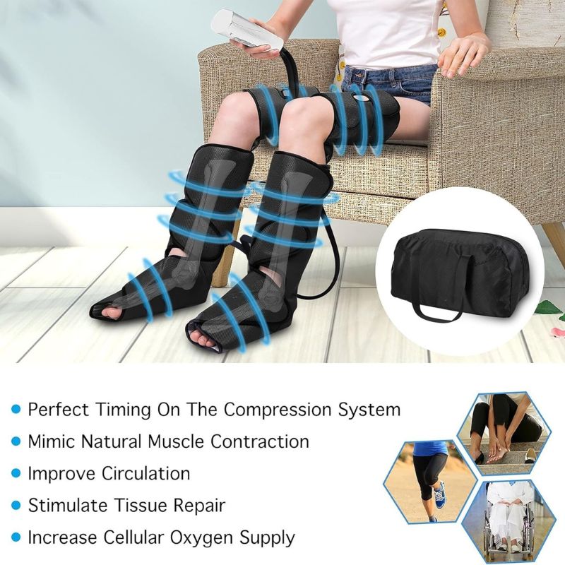 Air Compression Leg Massager with Remote – Gentle Relief for Seniors
