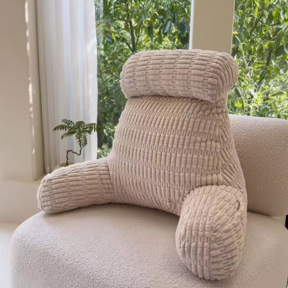 Reading Pillow with Arms & Pockets – Gentle Back Support for Seniors