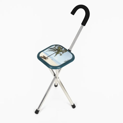 2-in-1 Folding Walking Stick with Seat – Lightweight Cane for Elderly Support