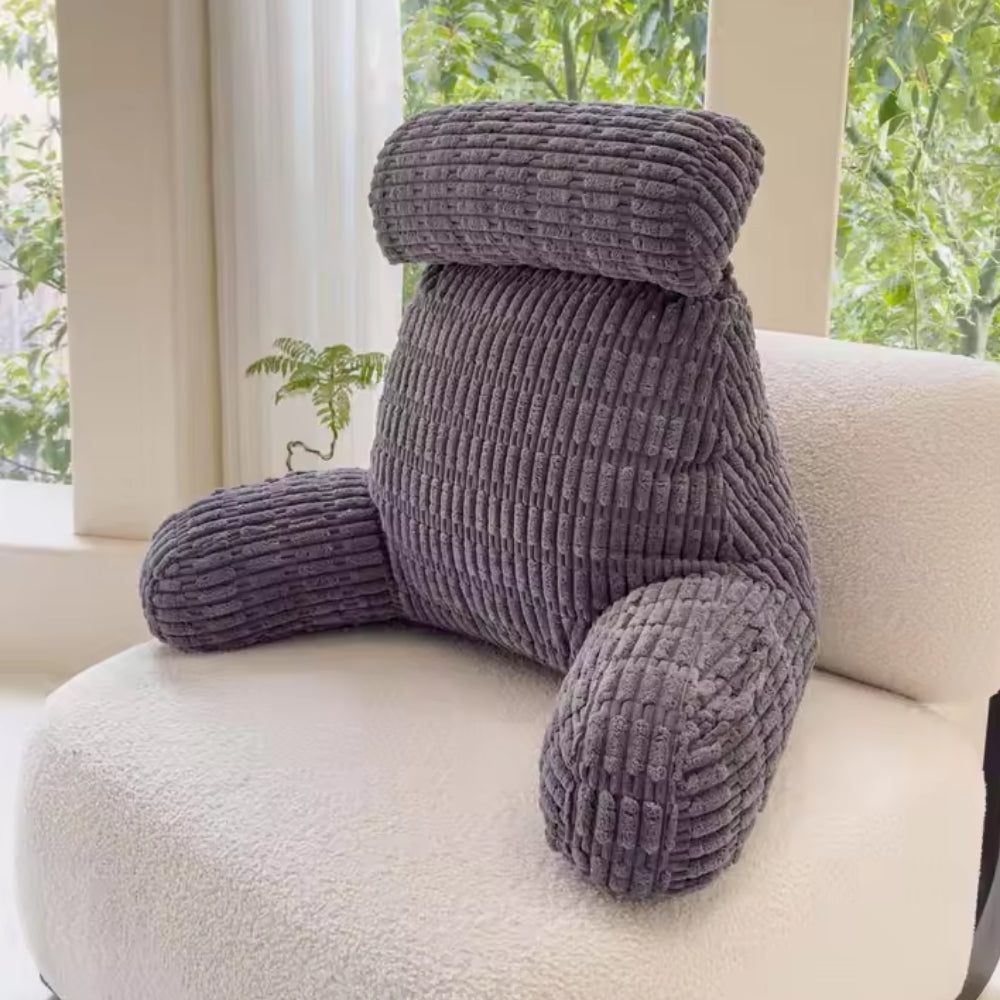 Reading Pillow with Arms & Pockets – Gentle Back Support for Seniors