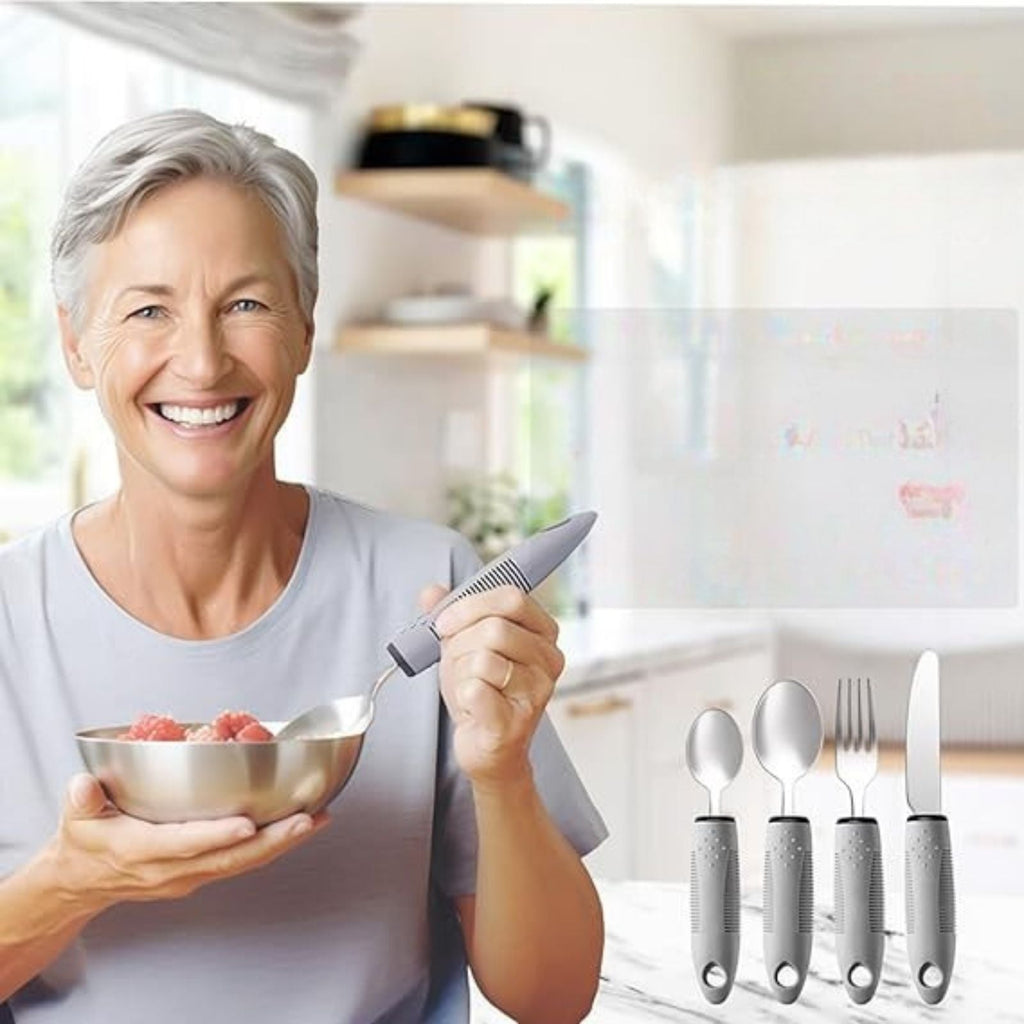 Elderly Adaptive Weighted Utensil Set – Nonslip, Easy Grip, Stainless Steel