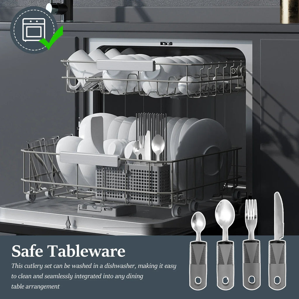 Elderly Adaptive Weighted Utensil Set – Nonslip, Easy Grip, Stainless Steel