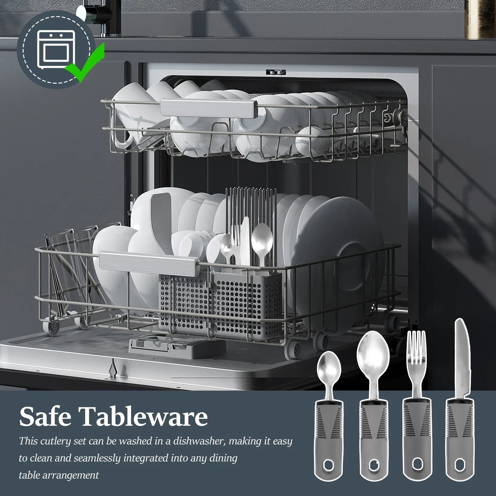 Elderly Adaptive Weighted Utensil Set – Nonslip, Easy Grip, Stainless Steel