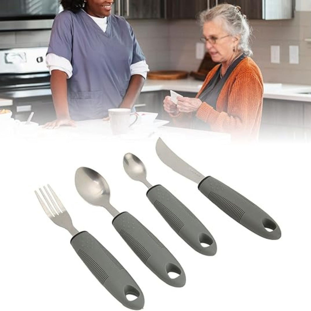 Elderly Adaptive Weighted Utensil Set – Nonslip, Easy Grip, Stainless Steel