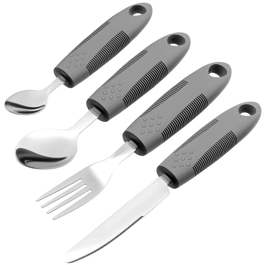 Elderly Adaptive Weighted Utensil Set – Nonslip, Easy Grip, Stainless Steel
