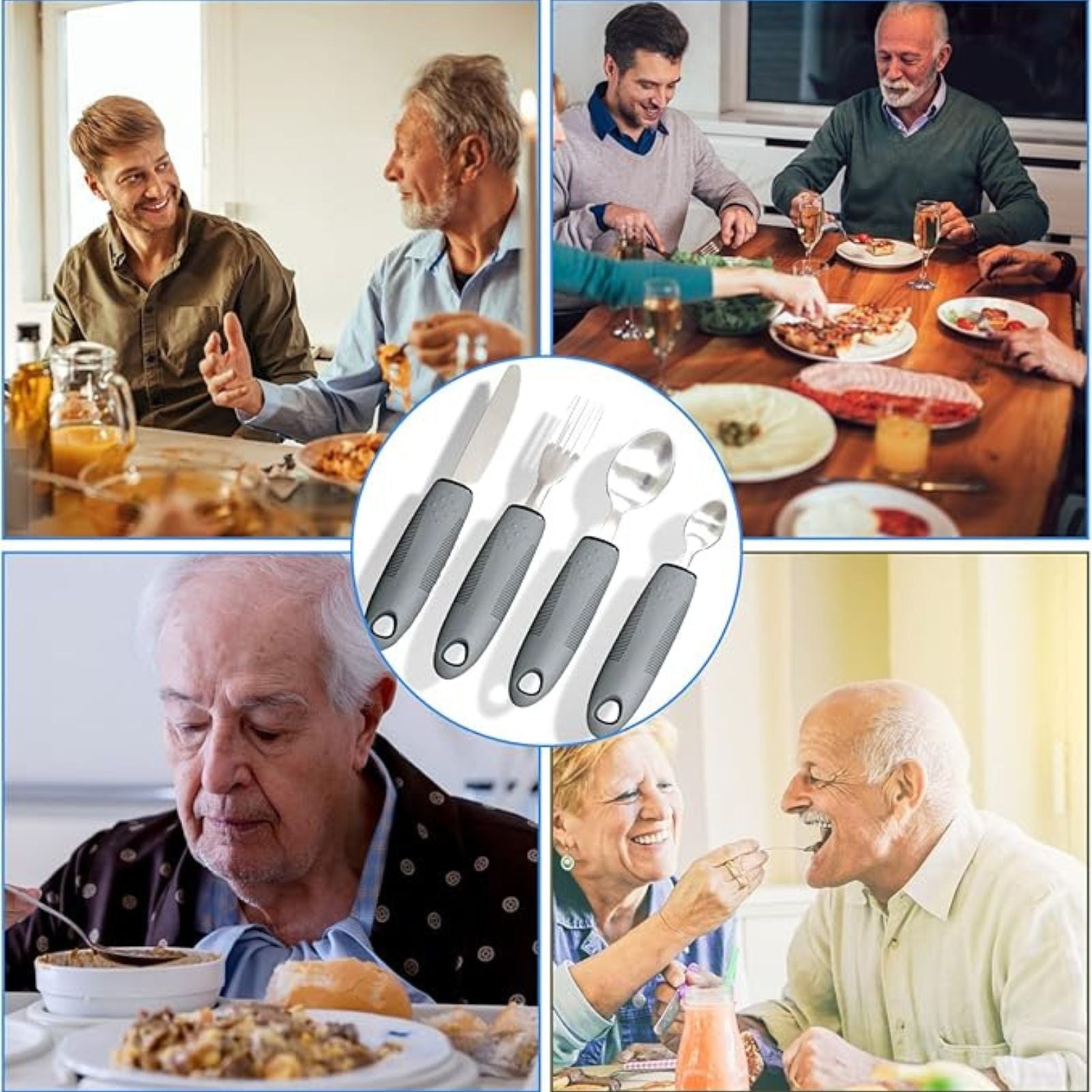 Elderly Adaptive Weighted Utensil Set – Nonslip, Easy Grip, Stainless Steel