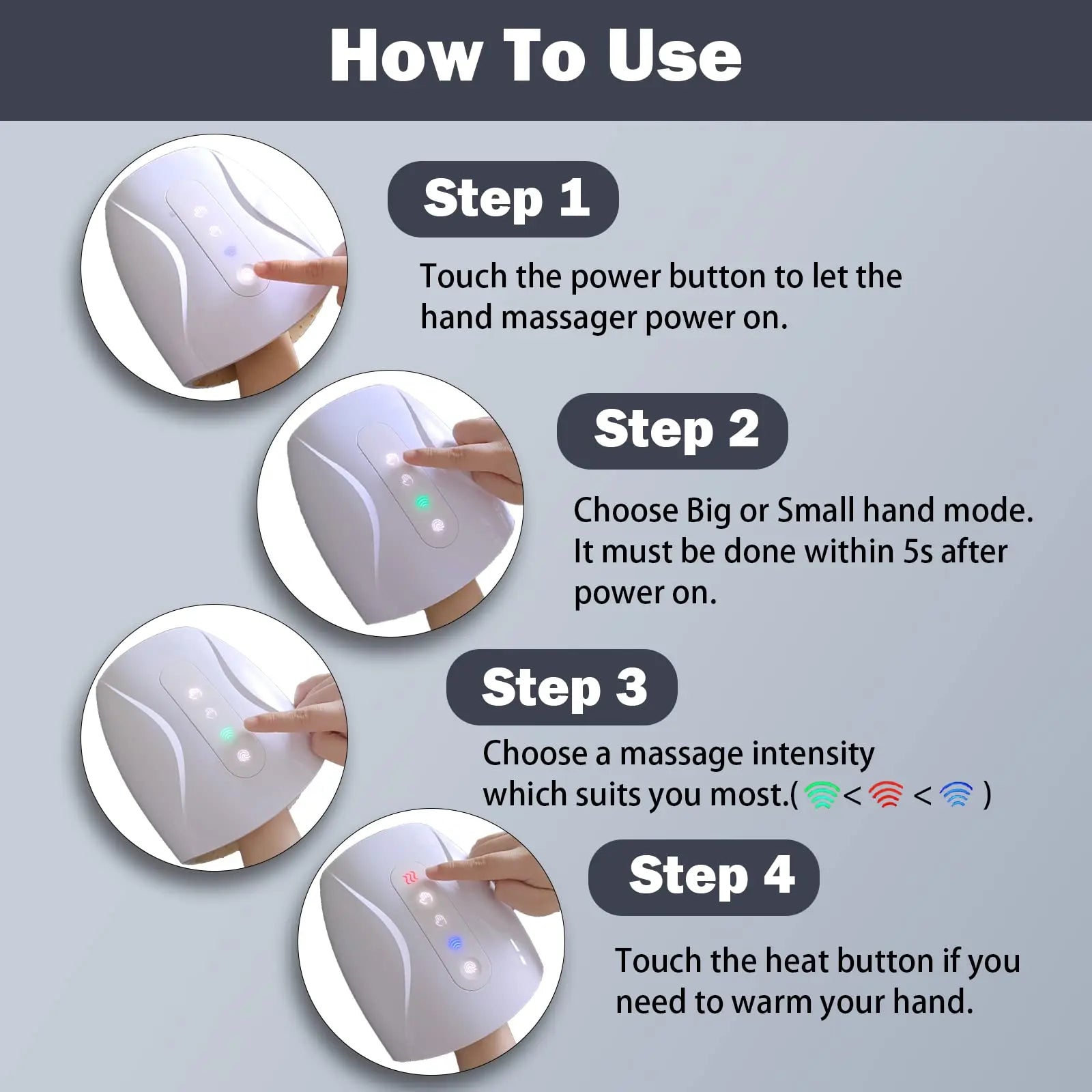 Electric Hand Massager – Gentle Relief with Heat & Compression for Seniors