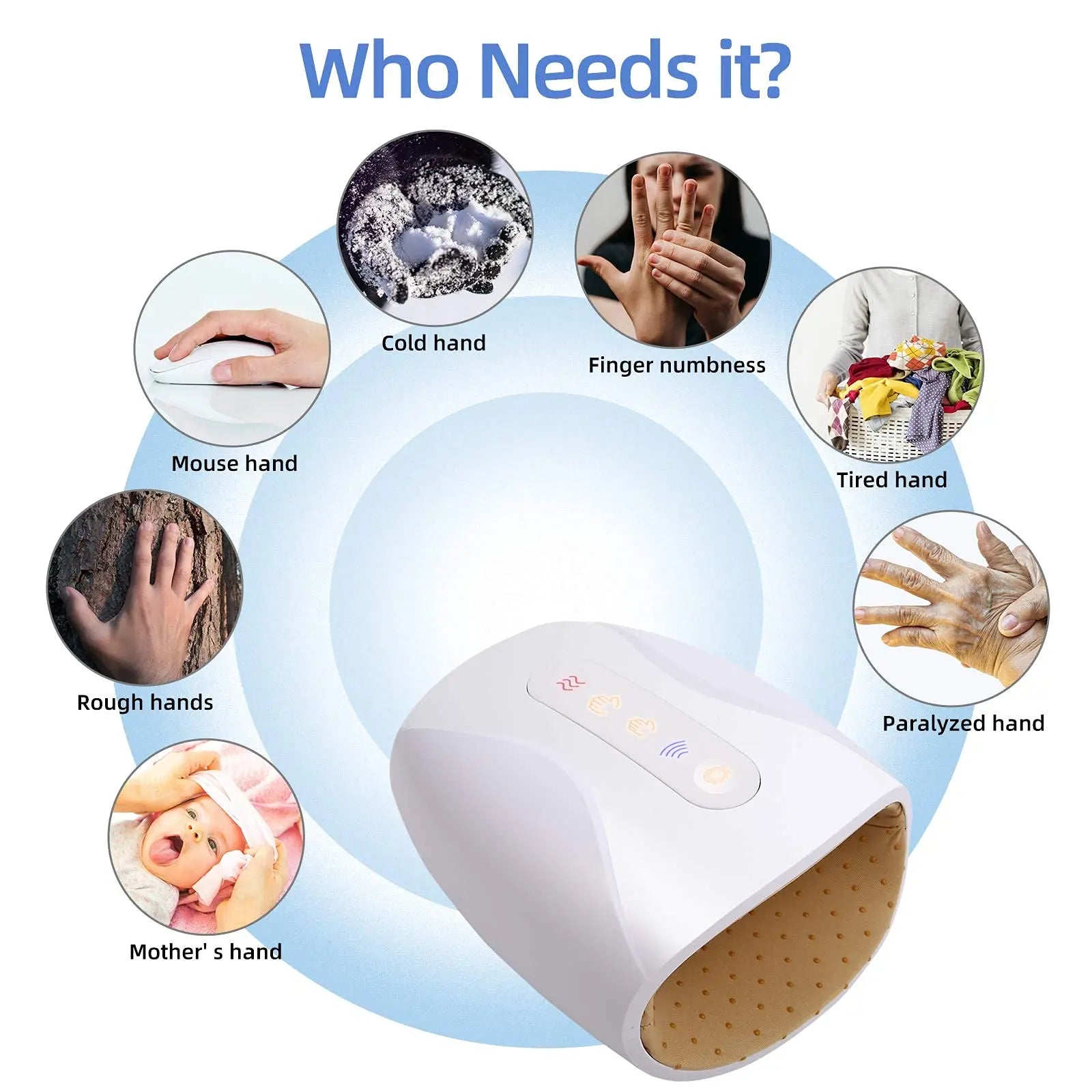 Electric Hand Massager – Gentle Relief with Heat & Compression for Seniors