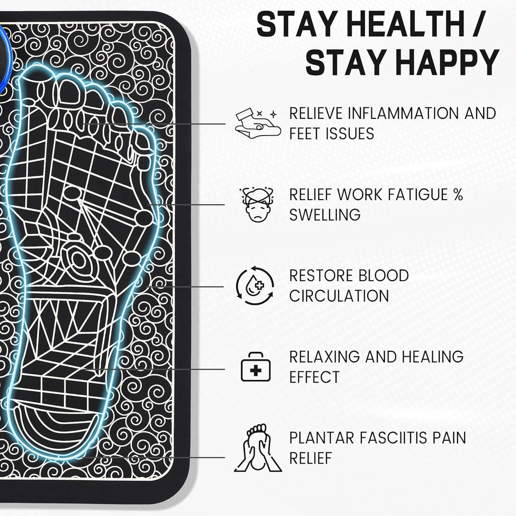 EMS Foot Massager Pad – 8 Modes, USB Rechargeable Comfort for Seniors