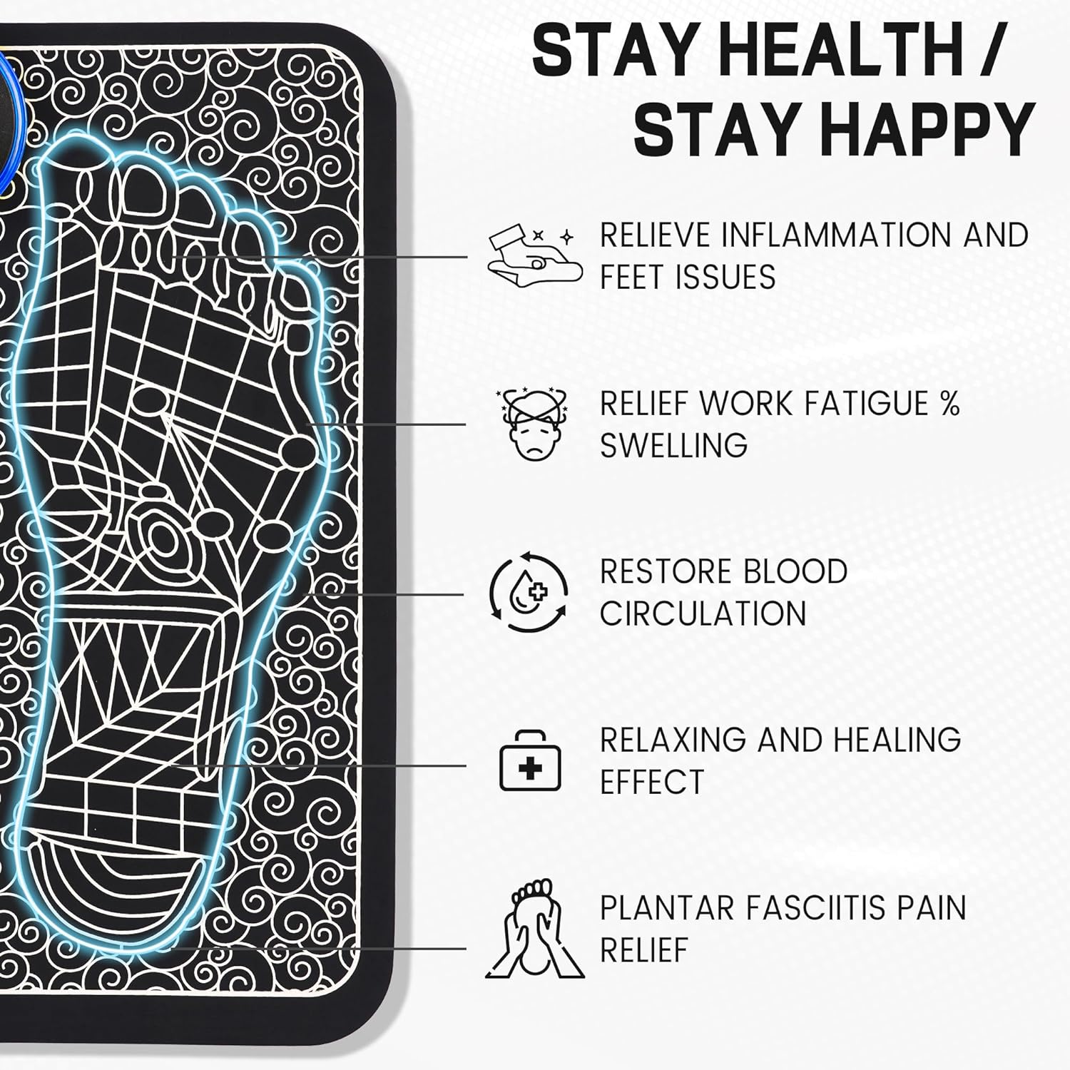 EMS Foot Massager Pad – 8 Modes, USB Rechargeable Comfort for Seniors