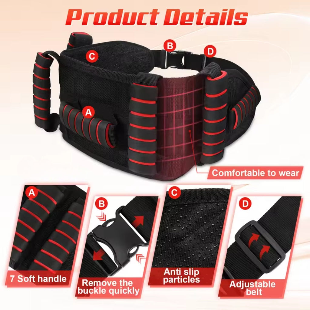 Gait Belt for Seniors – Quick Release Transfer Belt with Padded Handles & Lift Assist Support