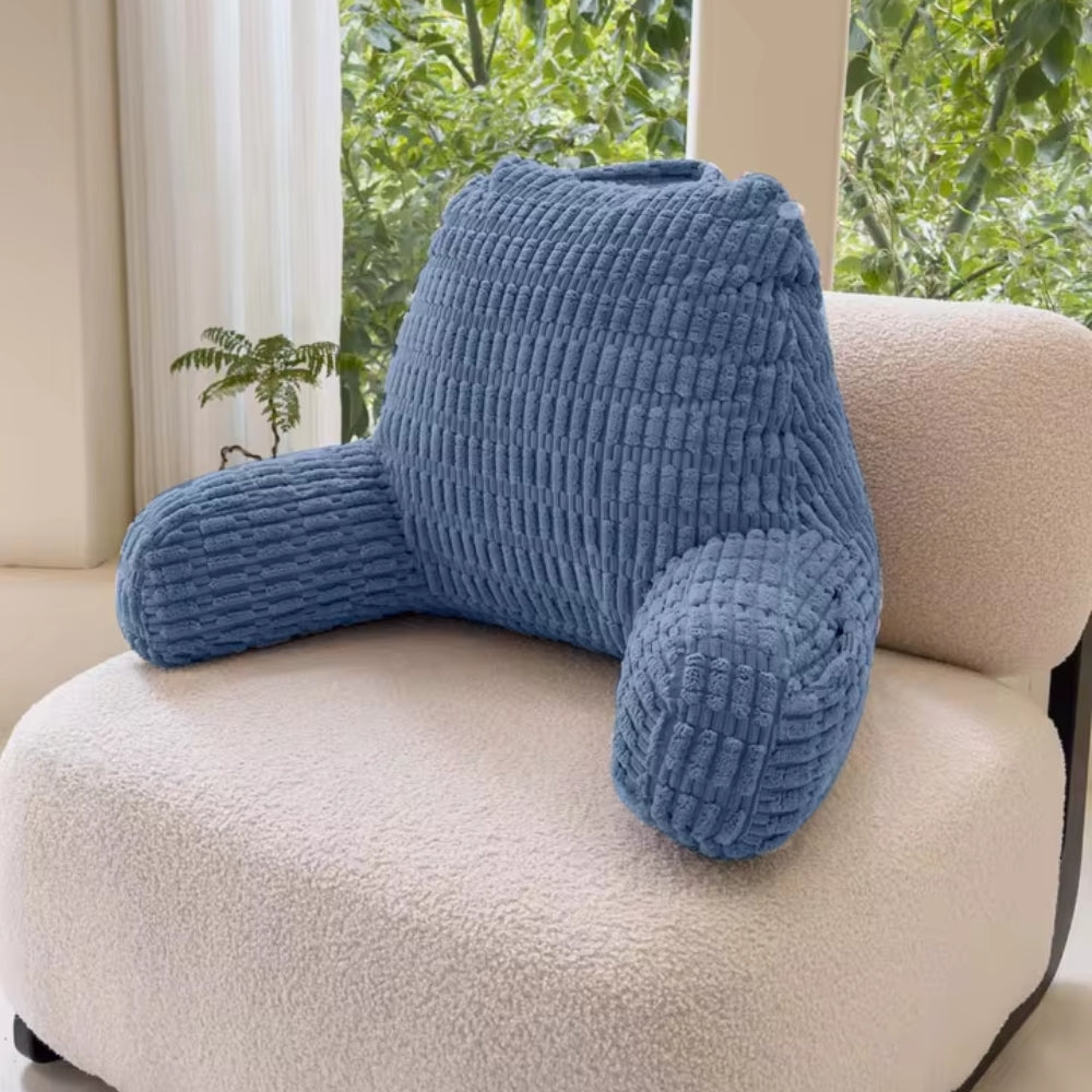 Reading Pillow with Arms & Pockets – Gentle Back Support for Seniors
