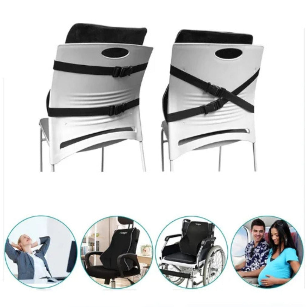 Memory Foam Lumbar Support Pillow – Back Support for Office, Car & Home Chairs