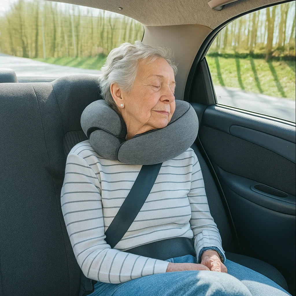 Portable Memory Foam Neck Pillow – Travel & Cervical Support for Seniors