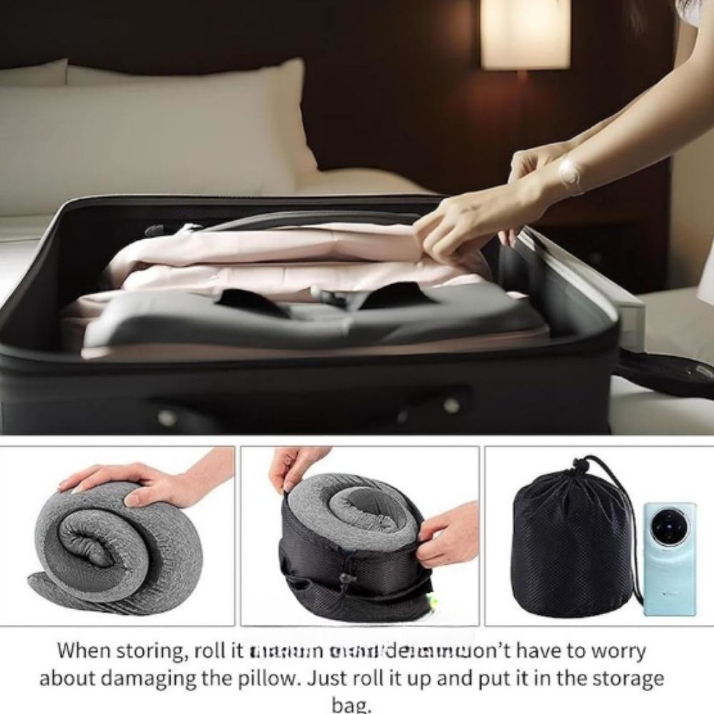 Portable Memory Foam Neck Pillow – Travel & Cervical Support for Seniors