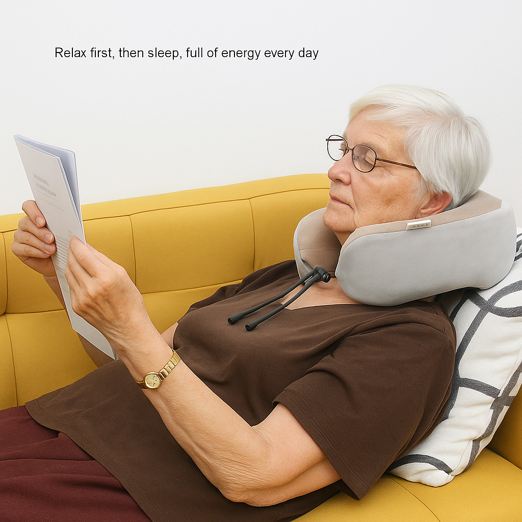 Portable Neck Massage Pillow for Seniors – Heat, Kneading & Support