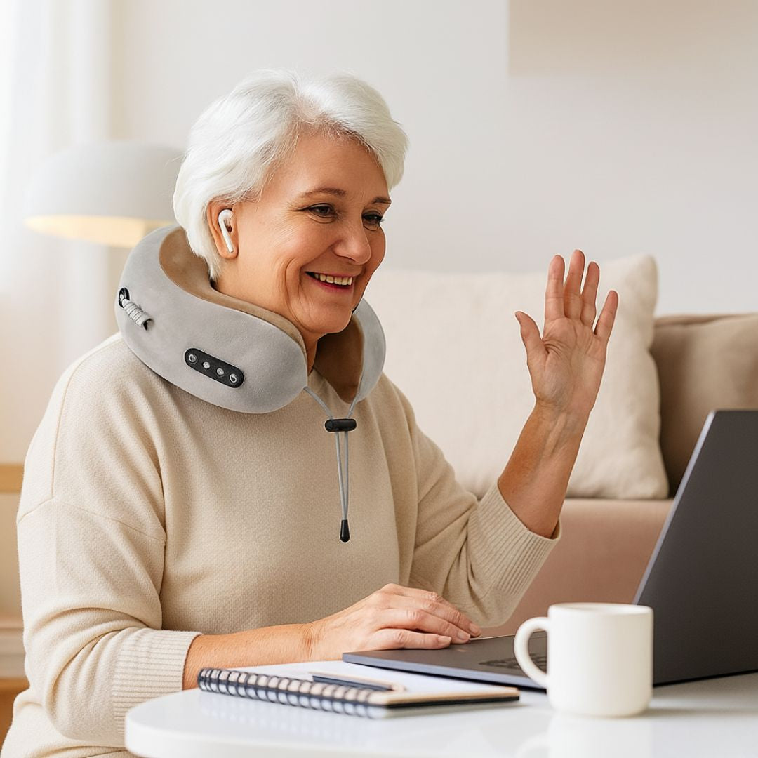 Portable Neck Massage Pillow for Seniors – Heat, Kneading & Support