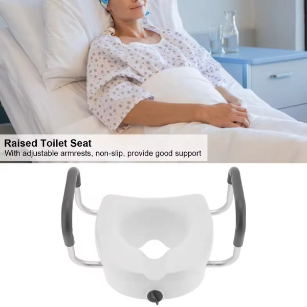 Toilet Seat Riser with Arms – Non-Slip, Adjustable Toilet Riser for Elderly