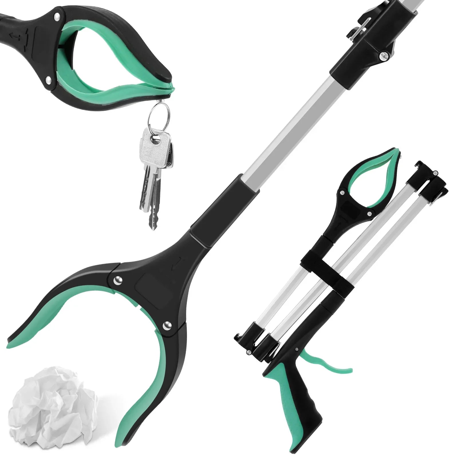 43" Upgraded Foldable Grabber Tool with Magnetic 360° Swivel Clip for Elderly & Disabled