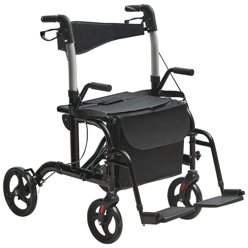 2-in-1 Rollator Walker & Wheelchair – Foldable, Lightweight for Seniors