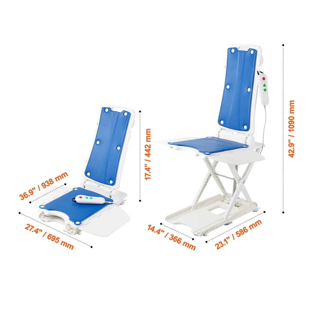 Foldable 2-in-1 Electric Chair Lift for Elderly – Floor Lift & IP68 Waterproof Bath Lift for Tub