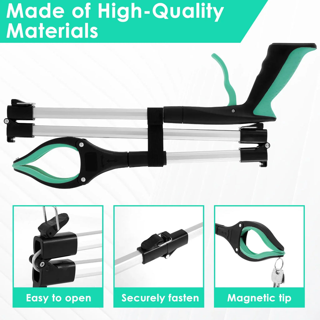 43" Upgraded Foldable Grabber Tool with Magnetic 360° Swivel Clip for Elderly & Disabled