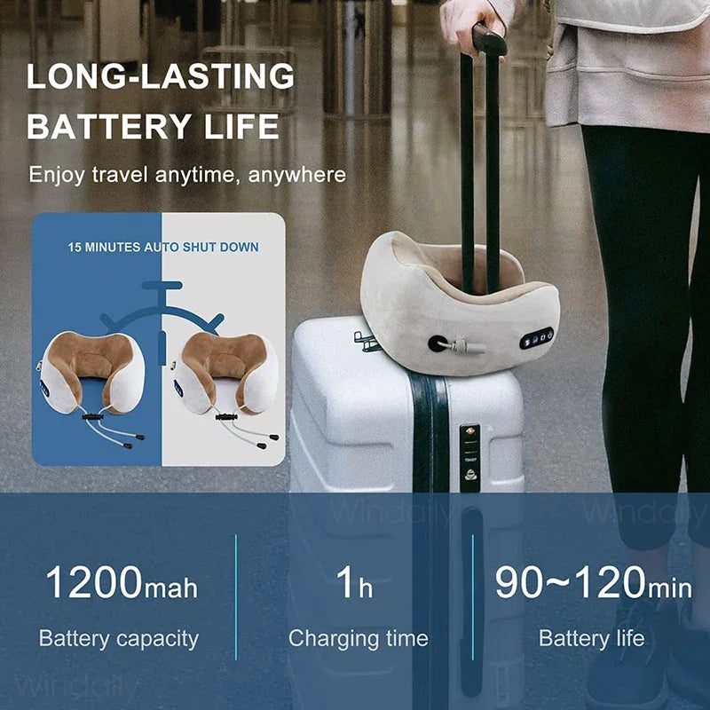 Portable Neck Massage Pillow for Seniors – Heat, Kneading & Support