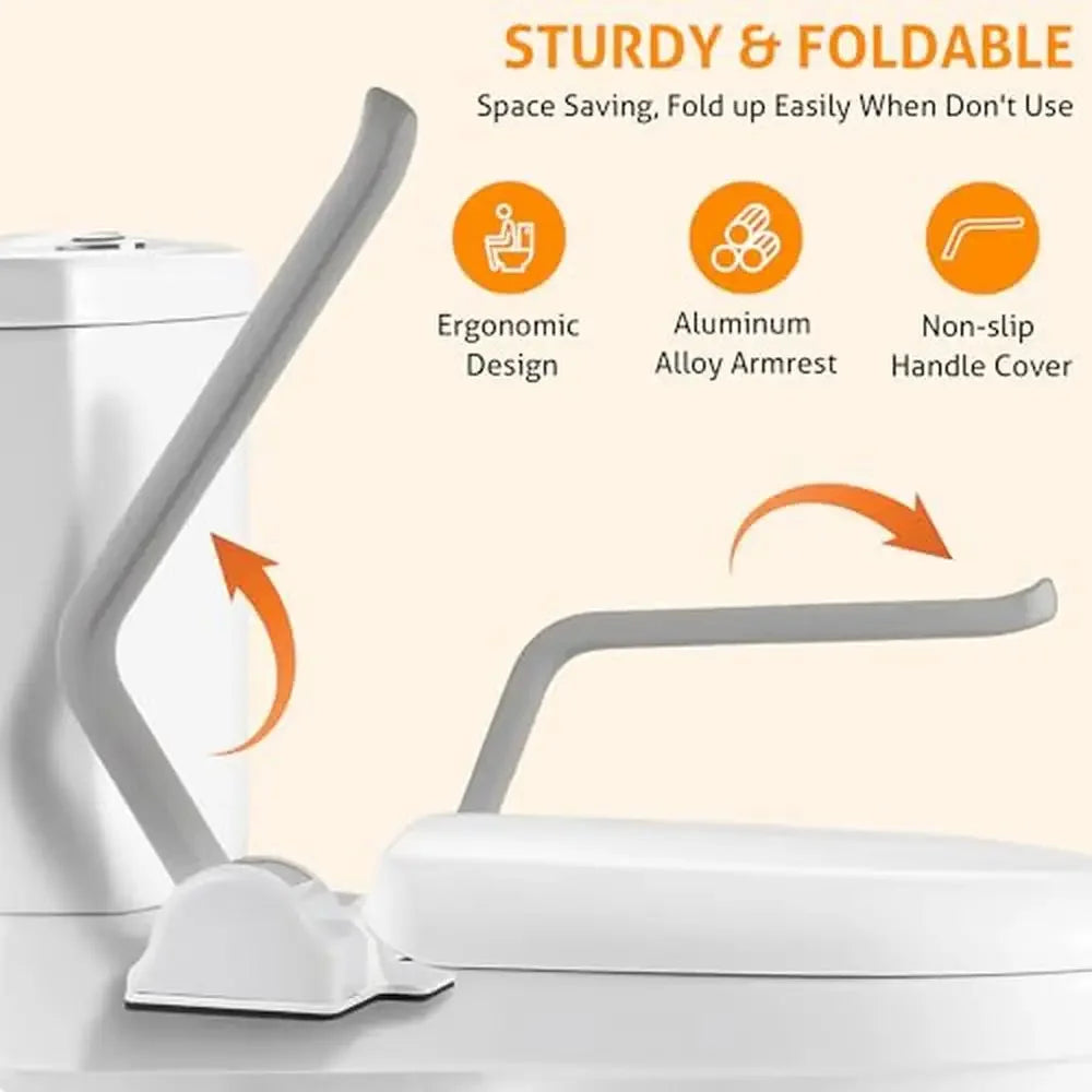 Toilet Safety Frame with Arms – Foldable Aluminum Alloy Hand Rail for Seniors, 480 lbs Capacity