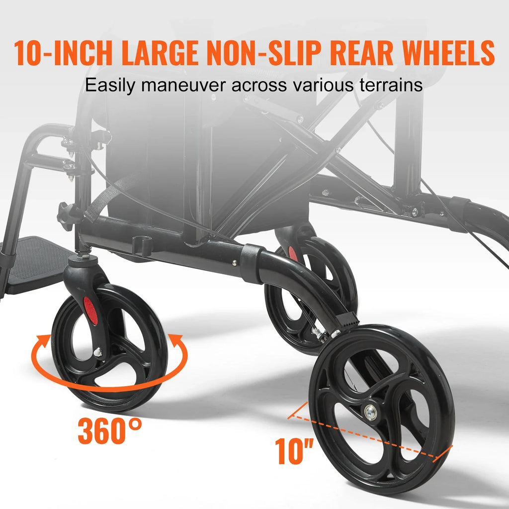 2-in-1 Rollator Walker & Wheelchair – Foldable, Lightweight for Seniors
